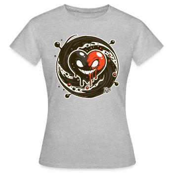 Böser Wirbel und ein Herz - Frauen T-Shirt - Grau meliert - Vorne - AI Model Female 172 dark (172cm)
