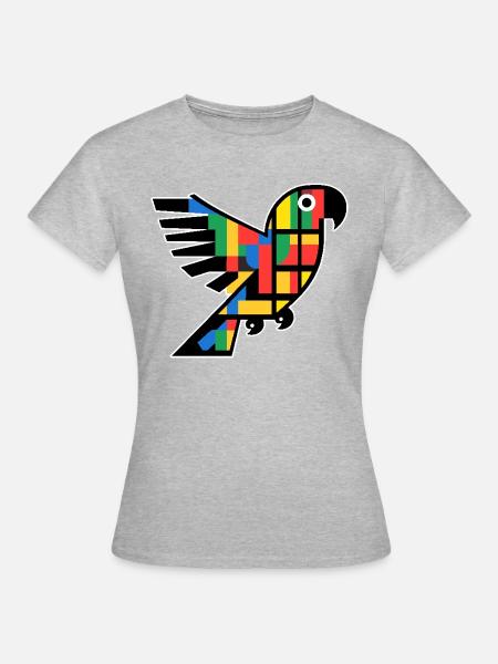 Abstrakter Kubismus Papagei - Frauen T-Shirt - Grau meliert