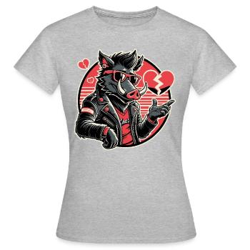 Cool Biker Briseur de cœur Cochon - T-shirt Femme - gris chiné - Devant - AI Model Female 172 dark (172cm)