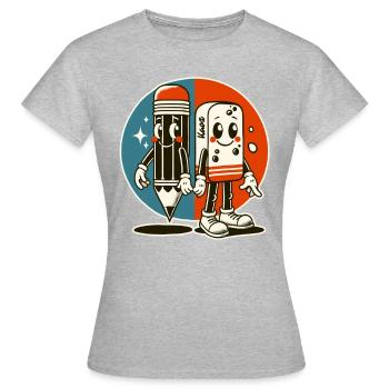 Pencil and Eraser – Best Friends - Women's T-Shirt - heather grey - Front - AI Model Female 172 dark (172cm)