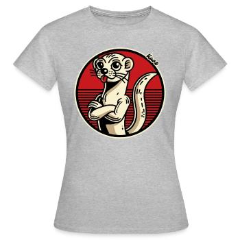 Une belette effrontée tire la langue - T-shirt Femme - gris chiné - Devant - AI Model Female 172 dark (172cm)