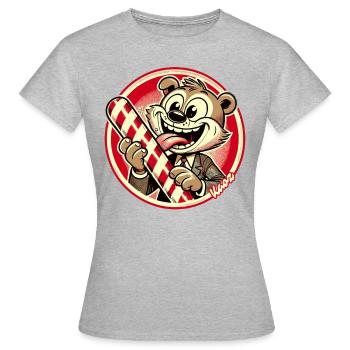 Drôle d’animal en costume avec une canne à sucre - T-shirt Femme - gris chiné - Devant - AI Model Female 172 dark (172cm)