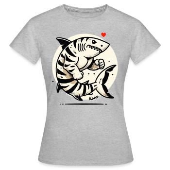 Requin tigre musclé : Puissance des mers des requins - T-shirt Femme - gris chiné - Devant - AI Model Female 172 dark (172cm)