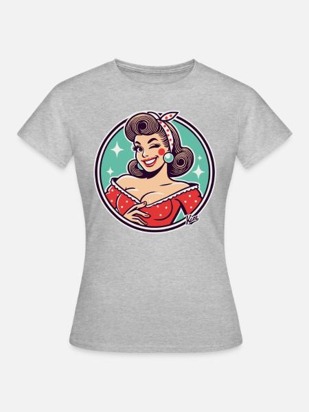 Die gute Retro Hausfrau - Frauen T-Shirt - Grau meliert