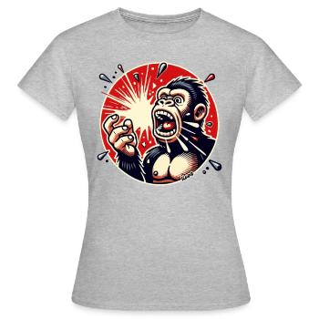 Balloon burst and gorilla in panic - Women's T-Shirt - heather grey - Front - AI Model Female 172 dark (172cm)