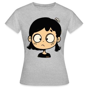 Nachdenkliches Cartoon-Mädchen - Frauen T-Shirt - Grau meliert - Vorne - AI Model Female 172 dark (172cm)