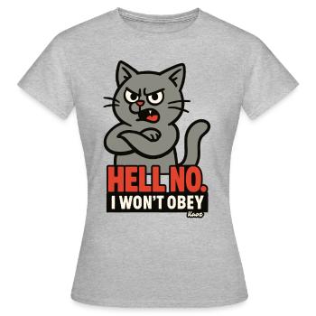 Rebellious Cat: I Won't Obey - Women's T-Shirt - heather grey - Front - AI Model Female 172 dark (172cm)