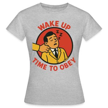 Employés de bureau : réveillez-vous, il est temps d’obéir - T-shirt Femme - gris chiné - Devant - AI Model Female 172 dark (172cm)