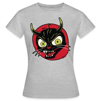 Grimace diabolique d’un chat diabolique - T-shirt Femme - gris chiné - Devant - AI Model Female 172 dark (172cm)