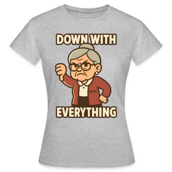 Grandma with thumbs down, down with everything - Women's T-Shirt - heather grey - Front - AI Model Female 172 dark (172cm)