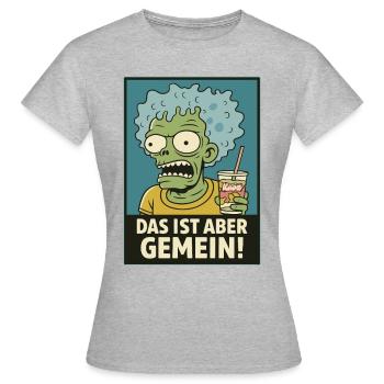 Zombie mit Slush – Das ist aber gemein! - Frauen T-Shirt - Grau meliert - Vorne - AI Model Female 172 dark (172cm)