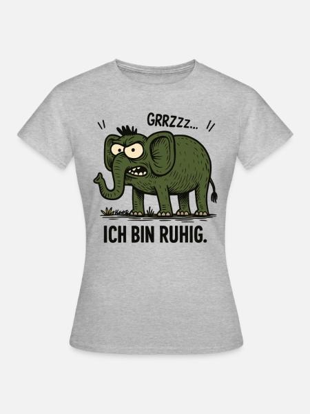 Wütender Elefant – Ich bin ruhig. - Frauen T-Shirt - Grau meliert