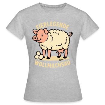 Eierlegende Wollmilchsau Cartoon - Frauen T-Shirt - Grau meliert - Vorne - AI Model Female 172 dark (172cm)