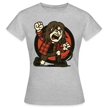 Grunge Rocker mit Flanell und Wut am Mikrofon - Frauen T-Shirt - Grau meliert - Vorne - AI Model Female 172 dark (172cm)