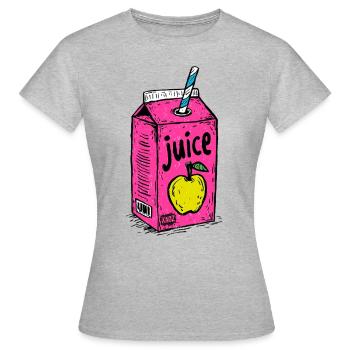 Knalliger Apfelsaft – Eine Packung Pop Art Saft - Frauen T-Shirt - Grau meliert - Vorne - AI Model Female 172 dark (172cm)