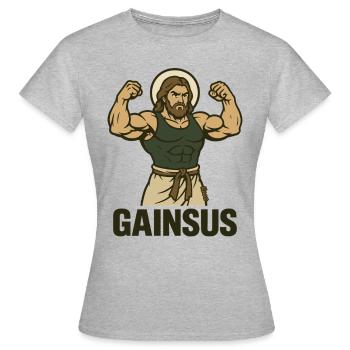Muscular saint with bodybuilder pose - Women's T-Shirt - heather grey - Front - AI Model Female 172 dark (172cm)