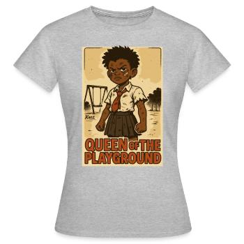 Reine écolière forte sur la cour de récréation - T-shirt Femme - gris chiné - Devant - AI Model Female 172 dark (172cm)
