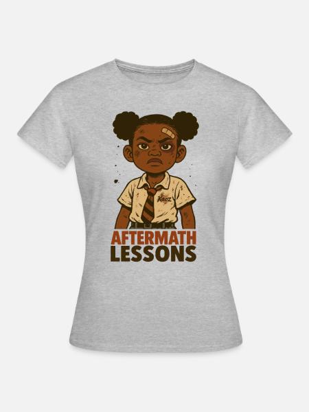 Starkes Schulmädchen mit Pflaster - Frauen T-Shirt - Grau meliert