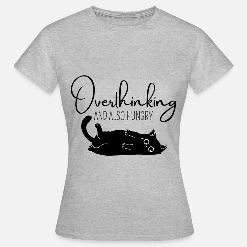 Katze cooler Spruch Overthinking Geschenk Idee Cat - Frauen T-Shirt - Grau meliert