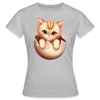 Chaton éclot de l’œuf, Mignon design animal - T-shirt Femme - gris chiné - Devant - AI Model Female 172 dark (172cm)