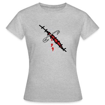 wunde mit sicherheitsnadel - Frauen T-Shirt - Grau meliert - Vorne - AI Model Female 172 dark (172cm)