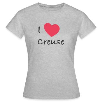 I Love Creuse - T-shirt Femme - gris chiné - Devant - AI Model Female 172 dark (172cm)