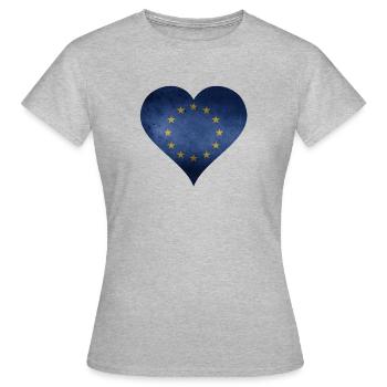 EU Herz - Frauen T-Shirt - Grau meliert - Vorne - AI Model Female 172 dark (172cm)