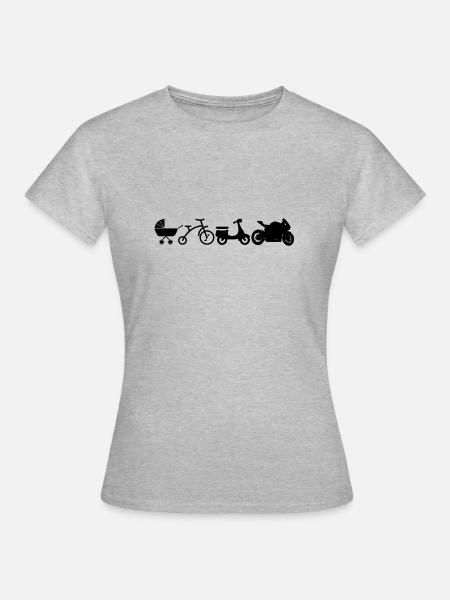 Motorrad Evolution - Frauen T-Shirt - Grau meliert
