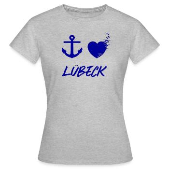 I love Lübeck - Frauen T-Shirt - Grau meliert - Vorne - AI Model Female 172 dark (172cm)