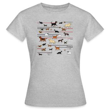 Leinenhunde - Frauen T-Shirt - Grau meliert - Vorne - AI Model Female 172 dark (172cm)