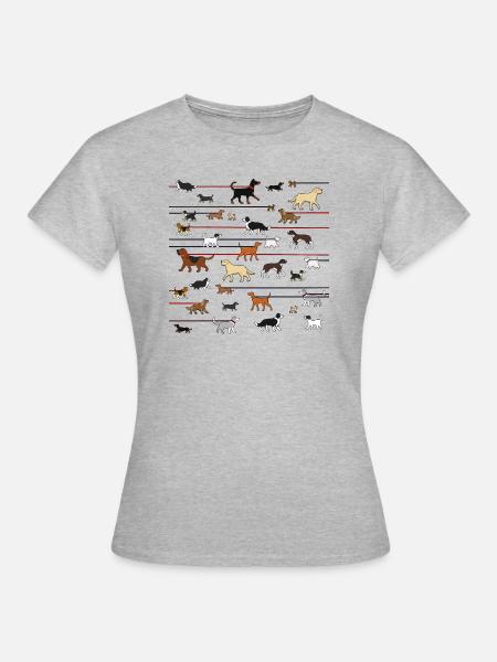 Leinenhunde - Frauen T-Shirt - Grau meliert