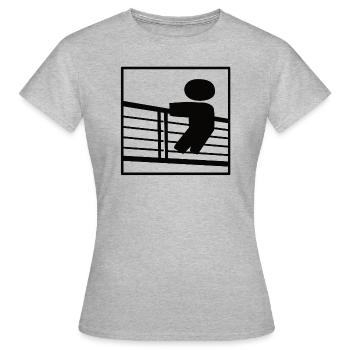 Zaungast, Geländer, Aussicht - Frauen T-Shirt - Grau meliert - Vorne - AI Model Female 172 dark (172cm)