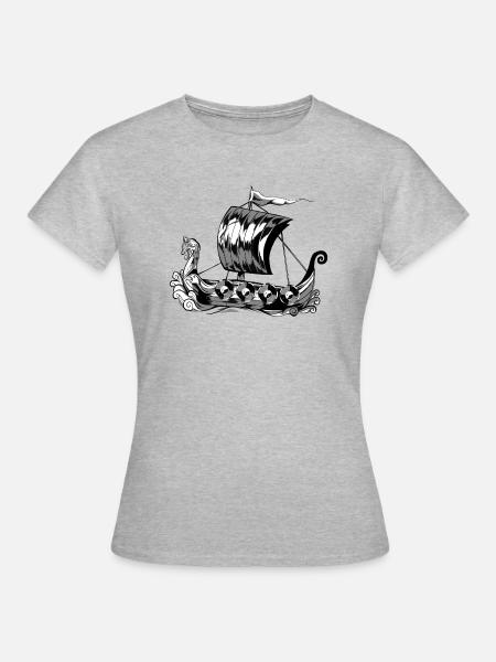 Wikingerschiff Wikinger Boot Vikinger Schiff - Frauen T-Shirt - Grau meliert