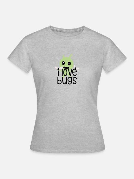 I love bugs - Frauen T-Shirt - Grau meliert