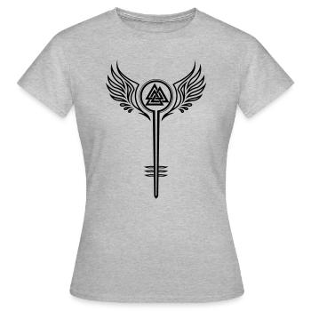 Walküre mit Valknut Wikinger Symbol - Frauen T-Shirt - Grau meliert - Vorne - AI Model Female 172 dark (172cm)