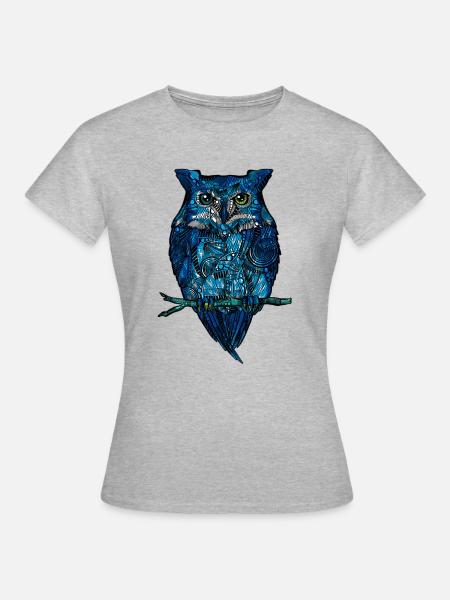 Eule - Frauen T-Shirt - Grau meliert