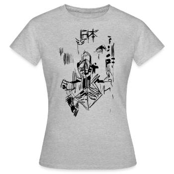 Japan Skizze - Frauen T-Shirt - Grau meliert - Vorne - AI Model Female 172 dark (172cm)