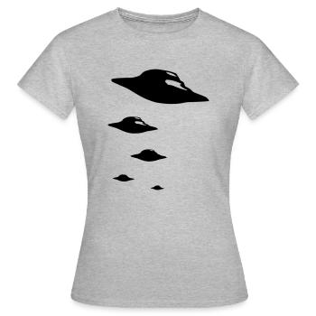 UFO ARMY 1clr - Frauen T-Shirt - Grau meliert - Vorne - AI Model Female 172 dark (172cm)