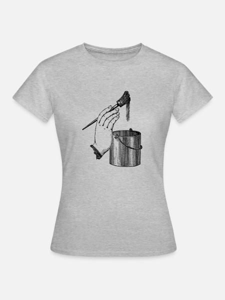 Hand mit Farbeimer - Frauen T-Shirt - Grau meliert
