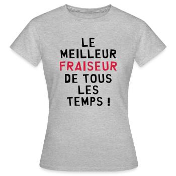 Ouvrier / Usine / Tourneur / Fraiseur / Industrie - T-shirt Femme - gris chiné - Devant - AI Model Female 172 dark (172cm)