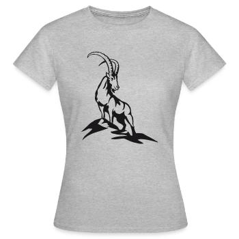 Steinbock in schwarz - Frauen T-Shirt - Grau meliert - Vorne - AI Model Female 172 dark (172cm)