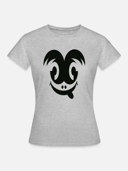 Crazy Smily - Frauen T-Shirt - Grau meliert