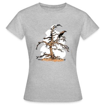 Corbeau et Pin - T-shirt Femme - gris chiné - Devant - AI Model Female 172 dark (172cm)