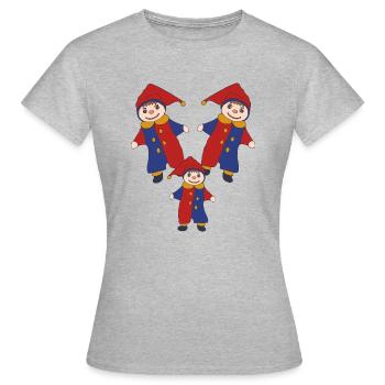 kasperle dreifach - Frauen T-Shirt - Grau meliert - Vorne - AI Model Female 172 dark (172cm)