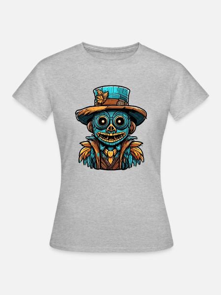 Vogelscheuche / Erntehelfer / Maisfeld / Feld - Frauen T-Shirt - Grau meliert