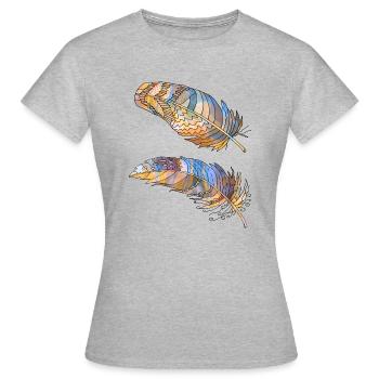 Feder - Frauen T-Shirt - Grau meliert - Vorne - AI Model Female 172 dark (172cm)