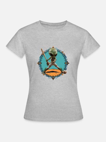 ET im Baseball - Frauen T-Shirt - Grau meliert