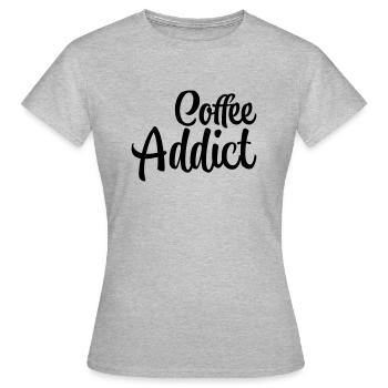 Coffee Addict - Frauen T-Shirt - Grau meliert - Vorne - AI Model Female 172 dark (172cm)
