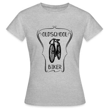 oldschool biker Fahrrad alt Drahtesel Geschenk - Frauen T-Shirt - Grau meliert - Vorne - AI Model Female 172 dark (172cm)