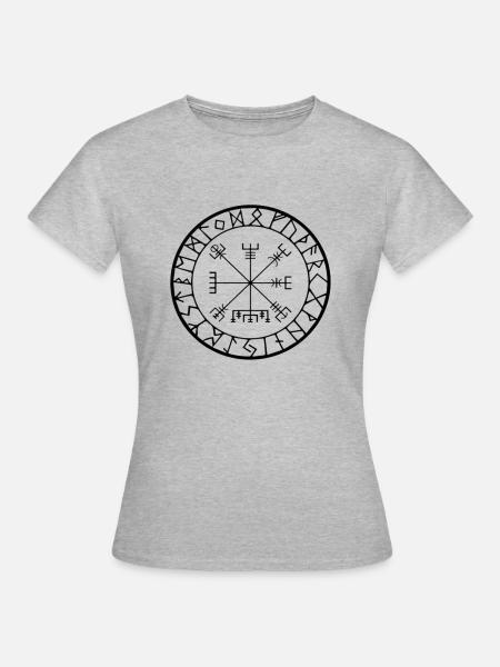 Futhark - Vegvisir - Frauen T-Shirt - Grau meliert
